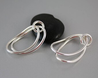 Sterling Silver Hoop Findings - 42 mm - Silver Hoop Findings - Pair