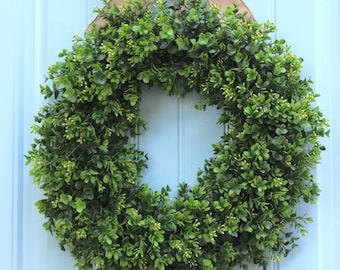 Boxwood Wreath - All Season Wreath - Artificial Boxwood Door Wreath - Choose Size