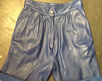 Electric Blue Leather Shorts
