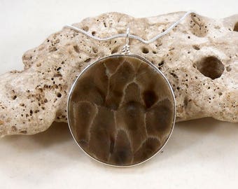 Petoskey Stone Pendant, Cross-Cut