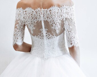 wedding dress quarter sleeves Florence, classic wedding dress off shoulder
