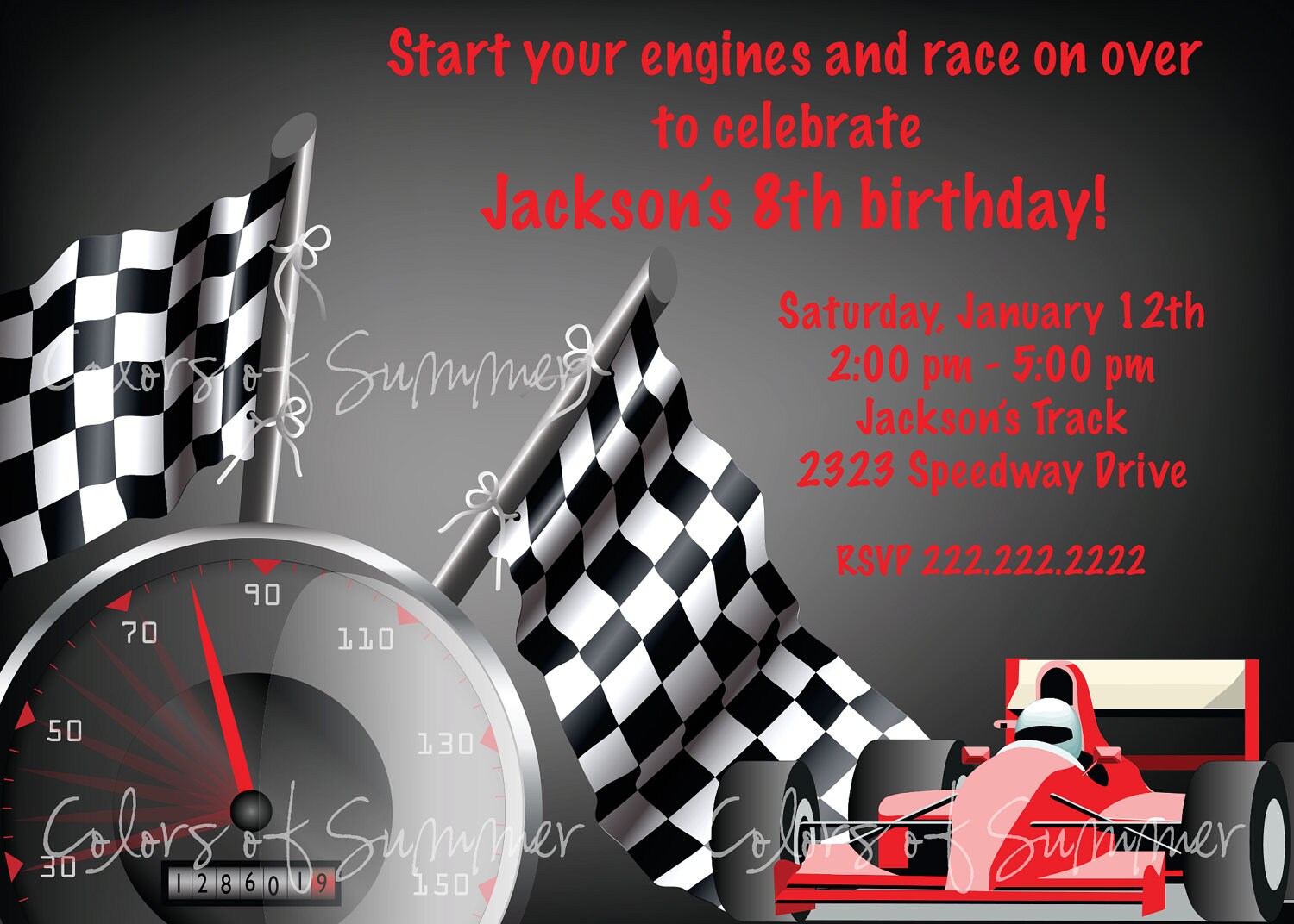 Racing Invitation Race Car Invitation Racing Birthday