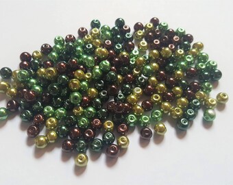 Chocolate mint pearl mix, Glass pearl mix, Glass pearl beads, Bead mix, Bead soup, Glass pearls, Glass beads, Pearl beads, Jewellery making