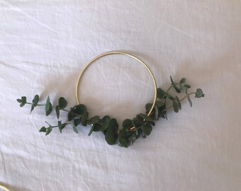 Minimalist Eucalyptus Wreath Gold Christmas Holiday Winter Decor