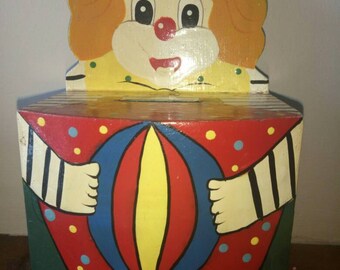 Vintage hand painted clown money box