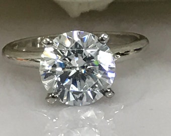 Moissanite Forever One 1.00ct. to 2.00ct Round Solitaire Engagement Ring In 14k Gold - LIMITED SPECIAL PRICE