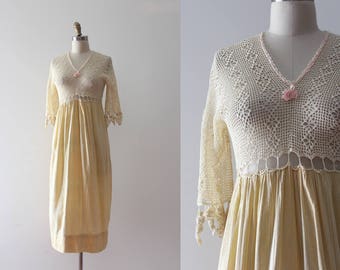 vintage Edwardian dress // 1900s sheer crochet dress
