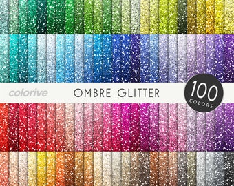Ombre Glitter digital paper 100 rainbow colors ombre glitter textures metallic bright pastel pink printable scrapbooking paper