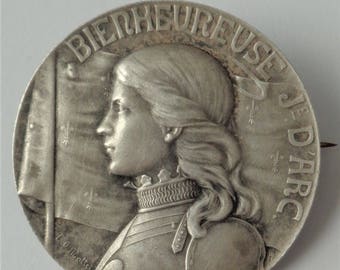 Rare old brooch St. Joan of Arc