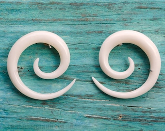 Gauge Earrings Bone Spiral Gauges 16g 14g 12g 10g 8g 6g 4g 2g 0g 00g 1/2" Expanders - GA002 B G1