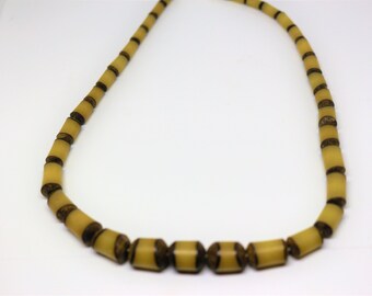 Handmade White Buri Nut Tapered Beaded Necklace