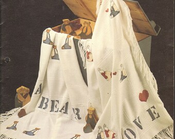 Country Cover Ups designs fro Anne Cloth Afghans by Sue McElhaney Leisure Arts Cross Stitch Book