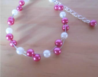 Wedding bracelet twist fuchsia and white