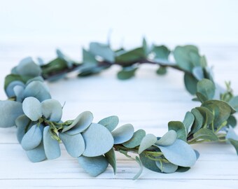 Sage Green flower crown headband, eucalyptus flower crown, headband, wedding headband, flower headband, boho flower girl, boho floral crown