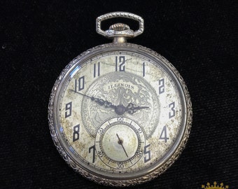 Illinois OF 21 Jewel Pocket Watch c.1925 size 8