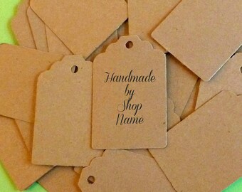 100 kraft tags free US shipping clothing price tags hang tags personalized tags kraft tags w ties product tags gift tags etsy shop supplies