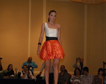 one-shoulder and balloon skirt party dress