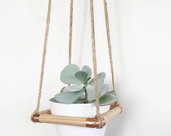 Copper and Jute Hanging Planter, Plant Hanger, Plant pot, Planter