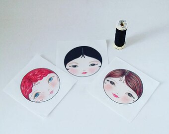 DIY cloth doll making, Fabric Doll face, Doll making supplies, Craft doll face, Textile Doll face, Babushka fabric, Sewing Notions