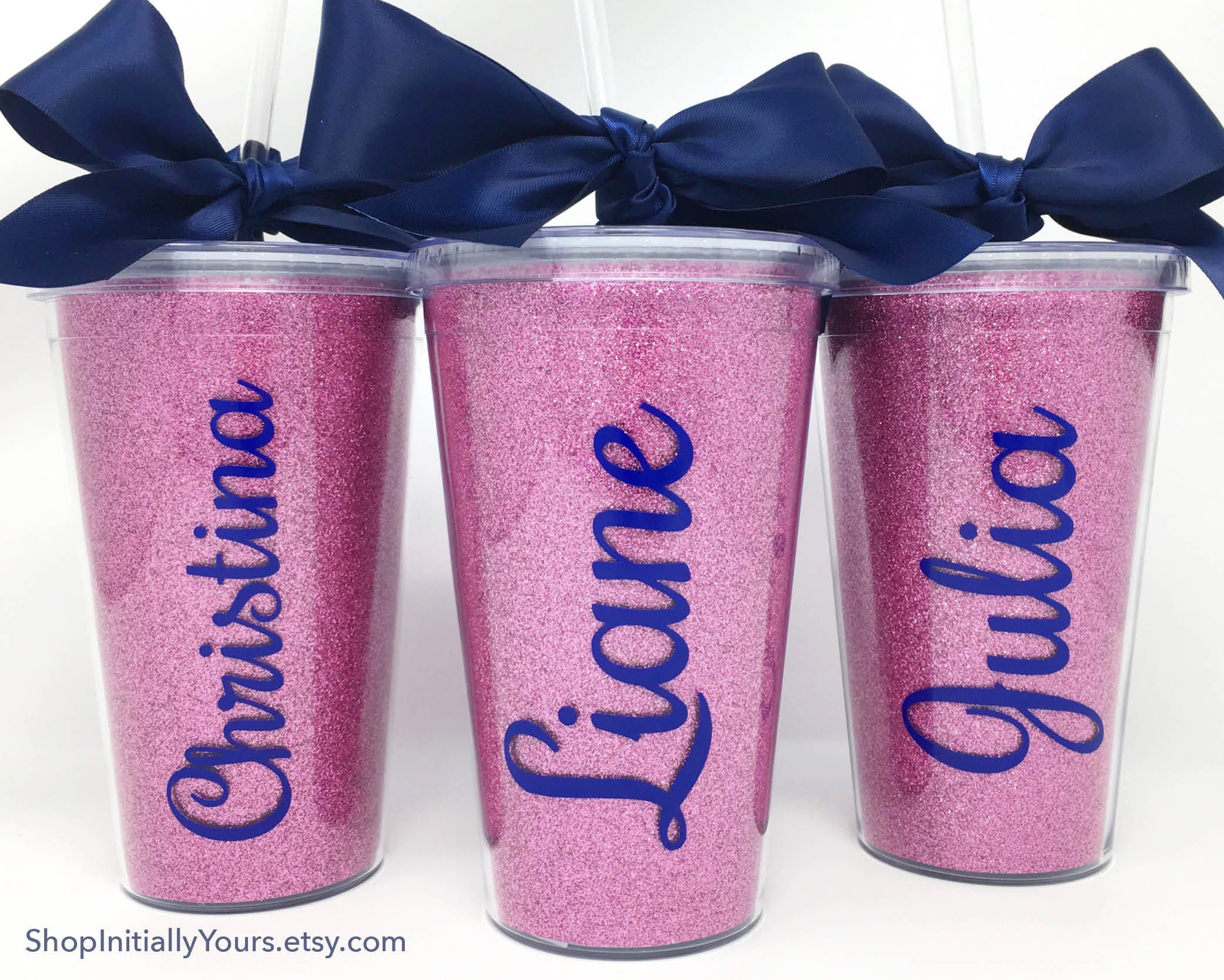 Pink Glitter Tumbler Personalized Pink Sparkle Cup