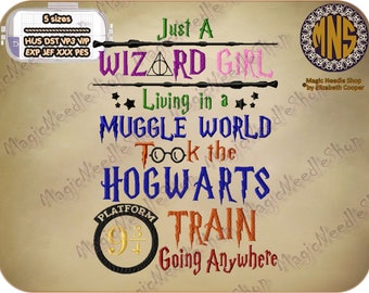 Hogwarts Wizard Girl (Harry Potter Theme) embroidery design. Harry Potter Machine Embroidery Design. Instant download. #002-34