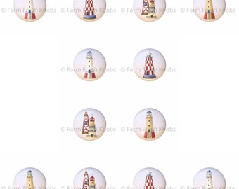 Set of 12 Nautical Beach Stuff Lighthouse Buoy Ceramic Drawer Pull Cabinet Knobs