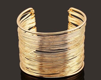 Cuff Bracelet - Gold Bracelet - Gold Cuff Bracelet - Wide Bracelet - Wide Cuff - Statement Bracelet - Boho Bracelet - Adjustable Bracelet