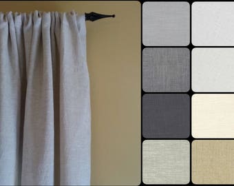Linen Curtains: Pair of 100% Linen Curtain Panels in your choice of colors