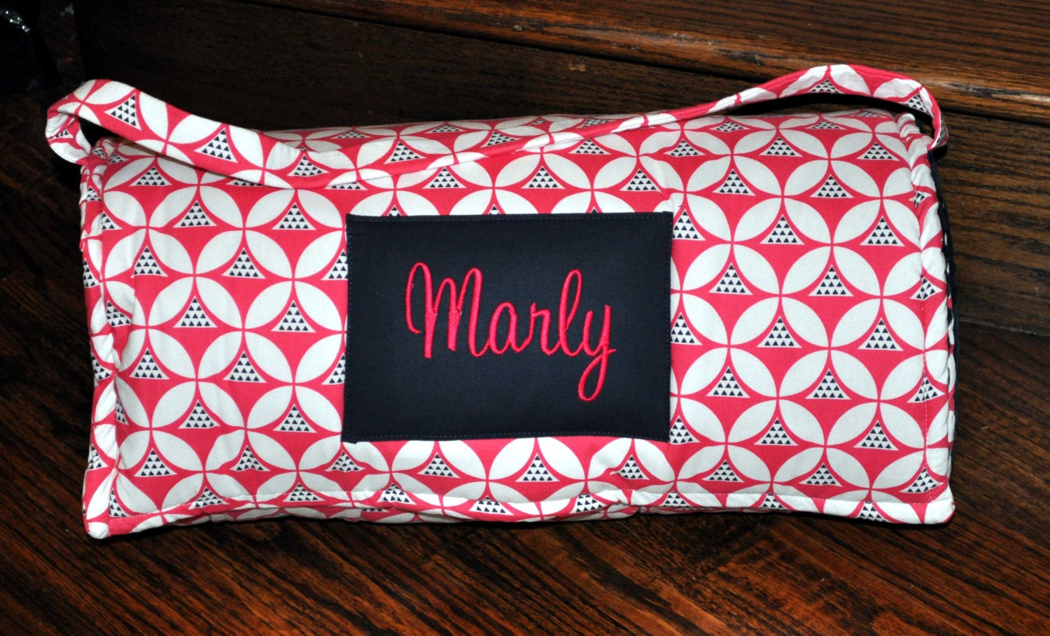Nap Mat Monogrammed Hot Pink Circles & Triangles Nap Mat