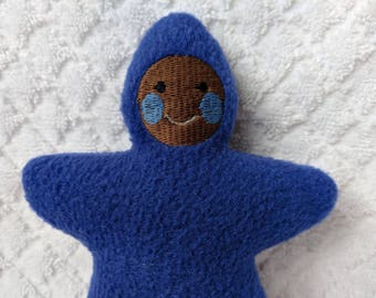 Handmade Navy blue brown faced Star Baby - Stuffed Plush Doll Softie
