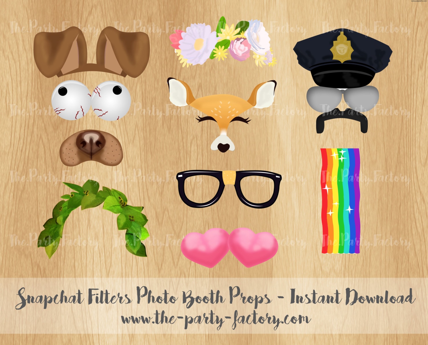 Snapchat Filters Photo Booth Props Instant Download Printables