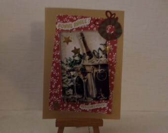 champagne bottle 3D greeting card