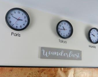 Time Zone Wall Decal | World Clock | Cities | Travel