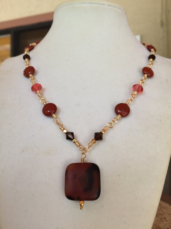 red Jasper necklace with brecciated Jasper pendant