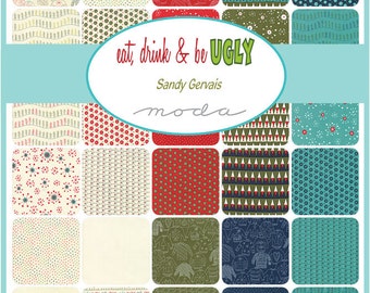 Eat, Drink & Be Ugly Charm Pack by Sandy Gervais for Moda