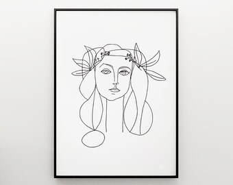 Pablo Picasso Woman Sketch, Picasso Girl face, Picasso Poster, Minimalist Print, Minimal art, Minimalist Poster, Modern Minimalist Print