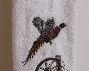 Embroidered ~PHESANT~ Kitchen Bath Hand Towel