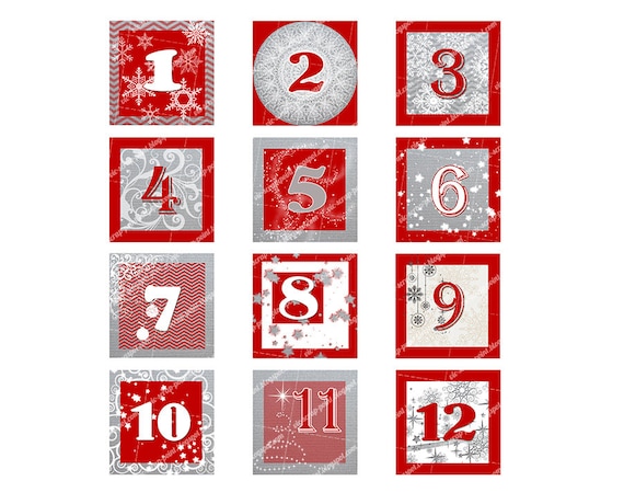 Items Similar To Printable DECEMBER DAILY NUMBERS Squares