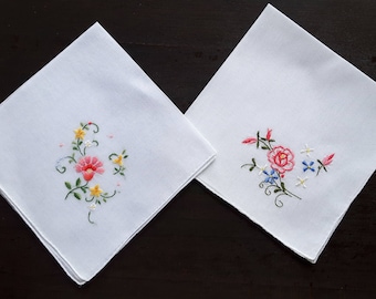 Vintage white fine cotton handkerchiefs set of two