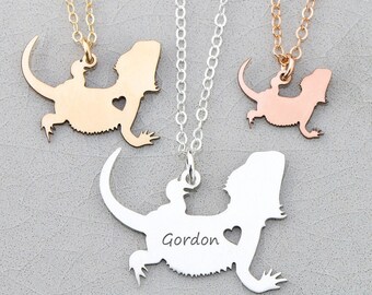 Bearded Dragon Charm Lizard Necklace Dragon Jewelry Pet Reptile Gift • Personalized Sterling Silver Dragon Gift Unique Gift Funny