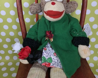 Sock Monkey - Vintage - "Rosebud"