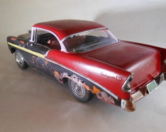 Scale Model Car,Junker Model,Classicwrecks,Rusted Wreck,Red Chevy,OOAK
