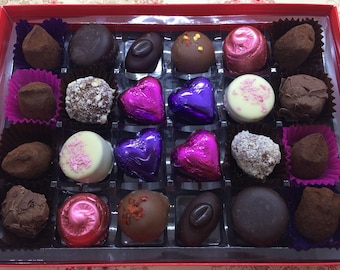 Box of 24 delicious hand made Belgian chocolates.
