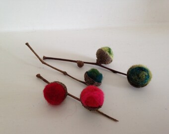 Needle Felted Acorns.