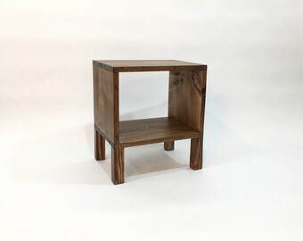 Square Nightstand, Modern Nightstands, Wood Side Table, Bedside Table, Small Wood Table, Wood End Tables, Rustic Reclaimed Wood - Walnut