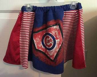 Chicago Cubs Upcycled T-Shirt Skirt - Youth Size 6