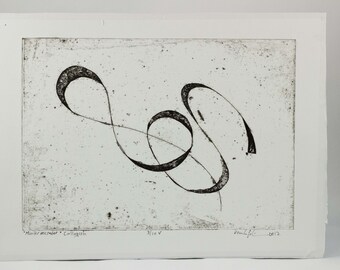 Merry meander. Hand made collograph print. Abstract.