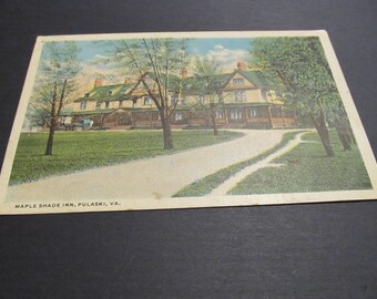 Maple Shade Inn, Pulaski, Va vintage Postcard, FREE SHIPPING