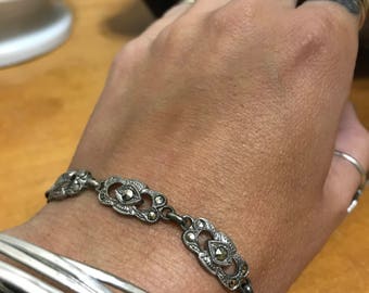 Marcasite Link Bracelet - Sterling Silver Marcasite Bracelet