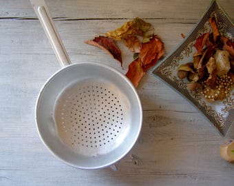Vintage Colander Rustic Decor, Soviet Aluminium Colander, Rustic Strainer Retro Decor, Rustic Planter Kitchen Decor, Rustic Kitchen Decor